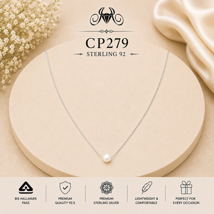 925 Sterling Silver Pearl Solitaire Chain CP279