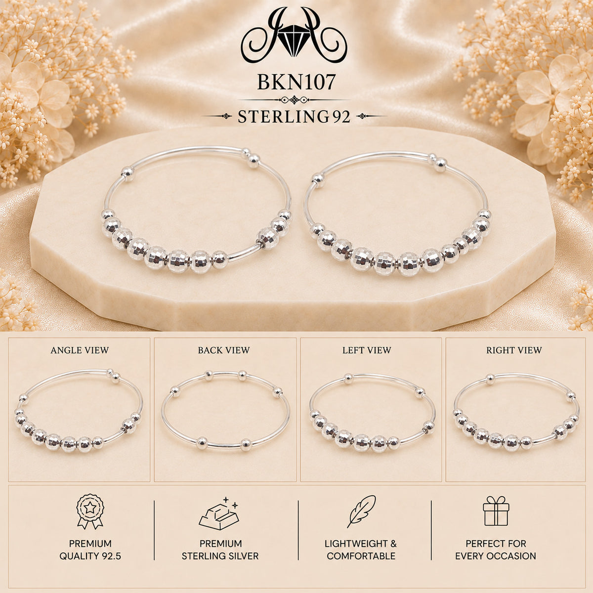 BKN107 92.5 Sterling Silver Bacha Kangan collage