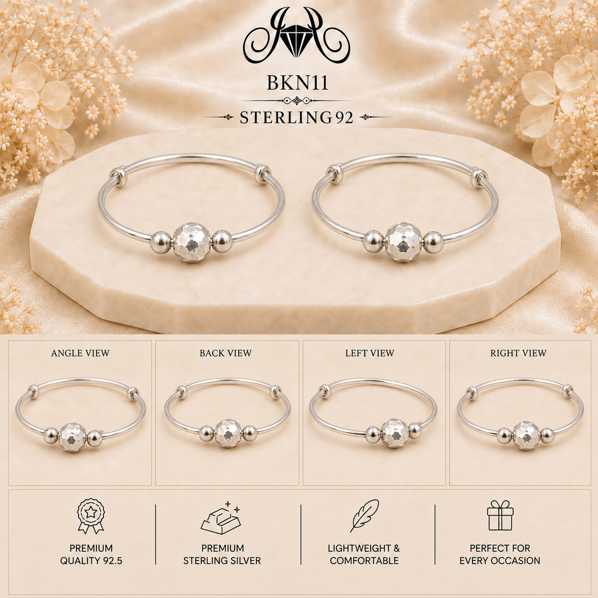 BKN11 92.5 Sterling Silver Bacha Kangan collage