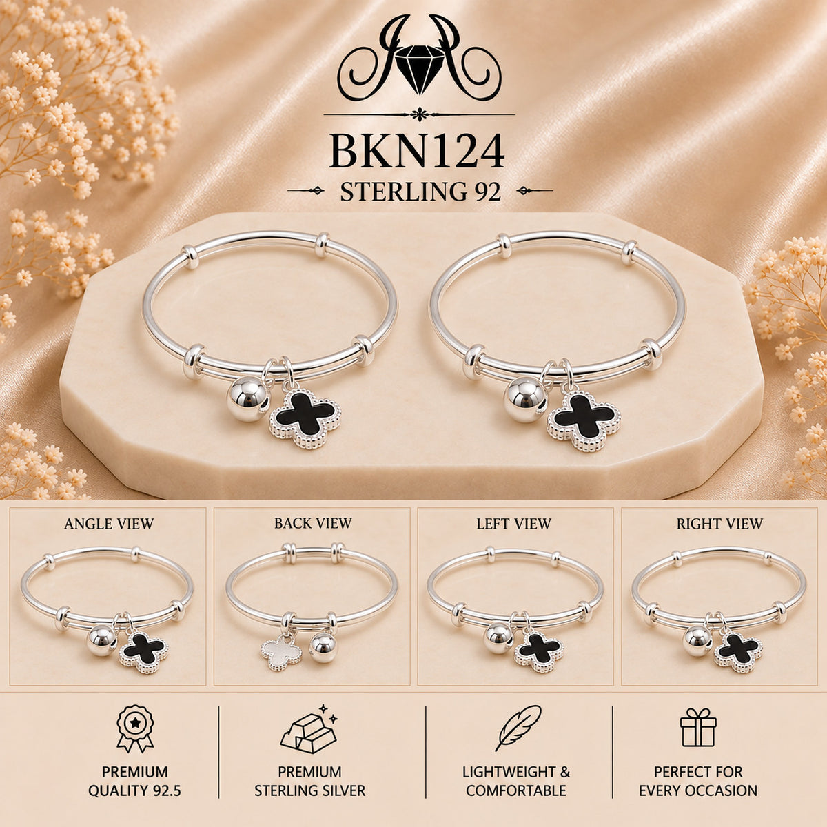 BKN124 92.5 Sterling Silver Bacha Kangan collage