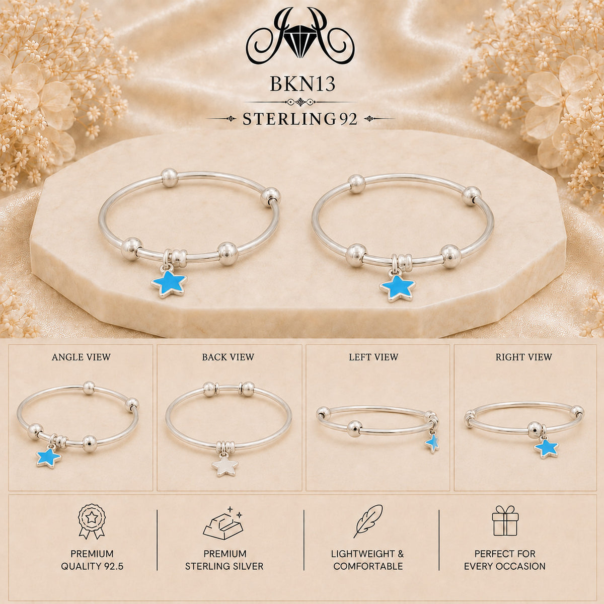 BKN13 92.5 Sterling Silver Bacha Kangan collage