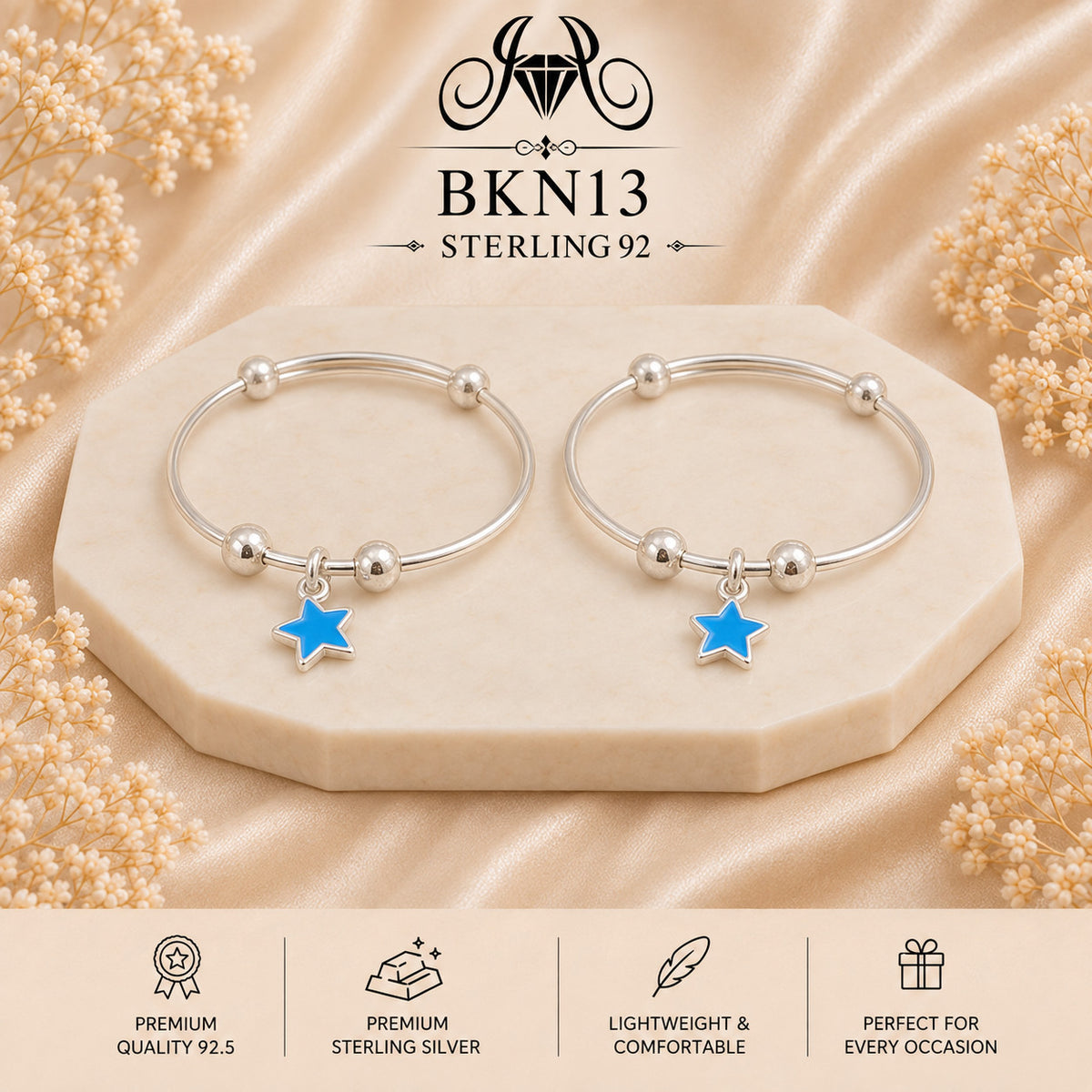 BKN13 92.5 Sterling Silver Bacha Kangan portrait