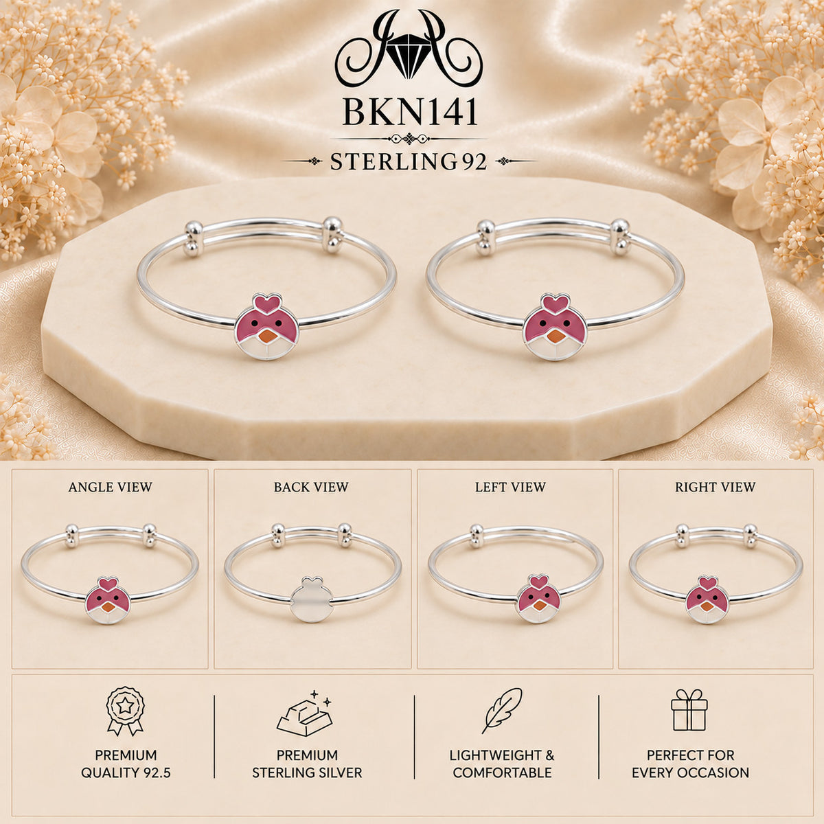 BKN141 92.5 Sterling Silver Bacha Kangan collage