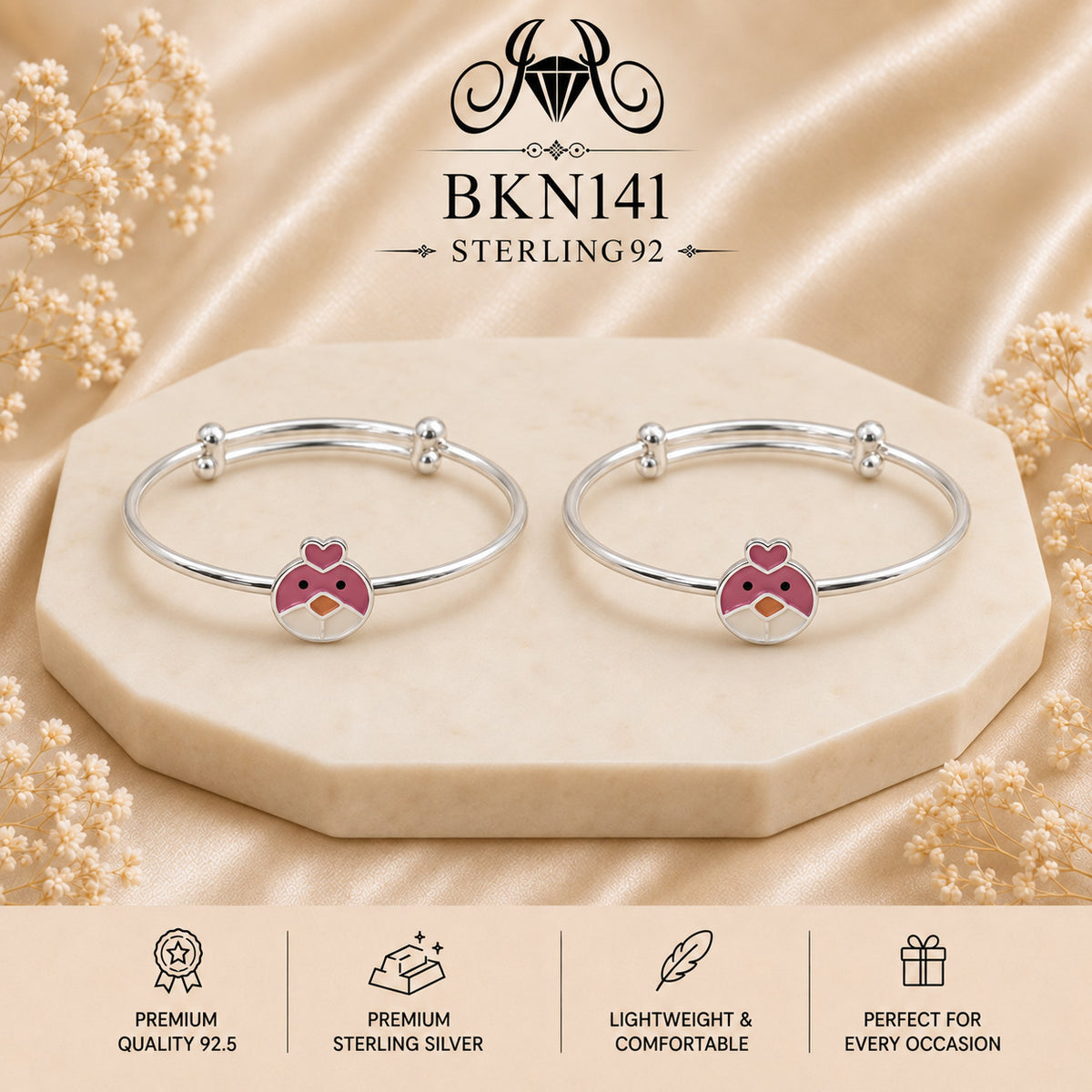 BKN141 92.5 Sterling Silver Bacha Kangan portrait