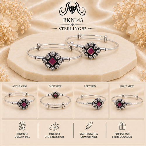 BKN143 92.5 Oxidized Sterling Silver Bacha Kangan collage