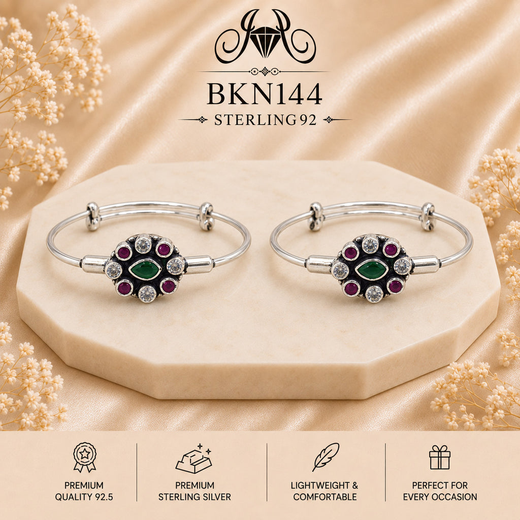 BKN144 92.5 Oxidized Sterling Silver Bacha Kangan portrait