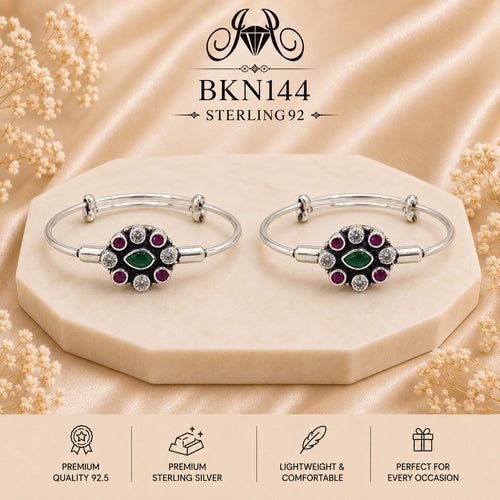 BKN144 92.5 Oxidized Sterling Silver Bacha Kangan portrait