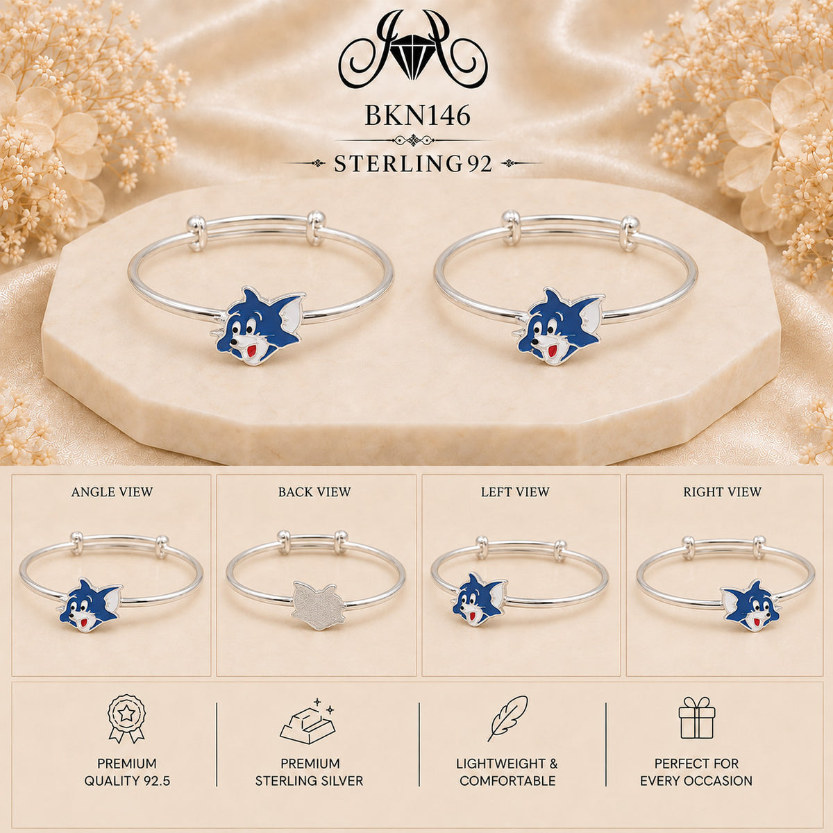 BKN146 92.5 Sterling Silver Bacha Kangan collage