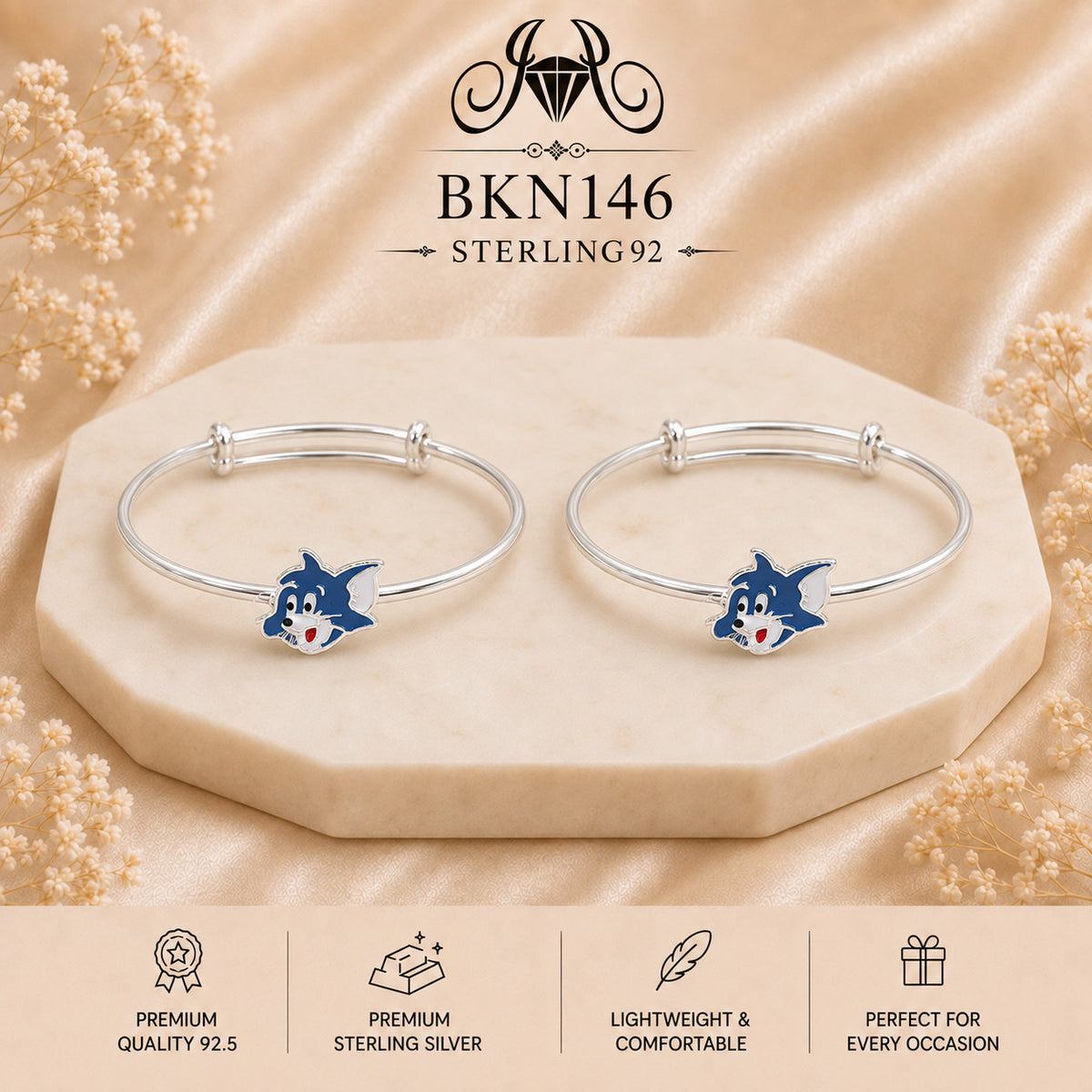 BKN146 92.5 Sterling Silver Bacha Kangan portrait