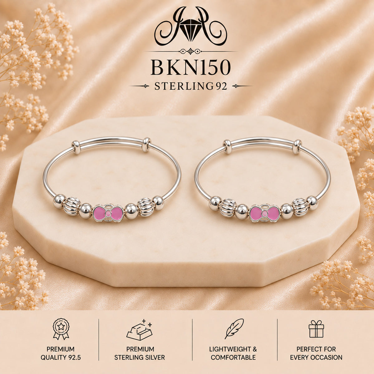 BKN150 92.5 Sterling Silver Bacha Kangan portrait