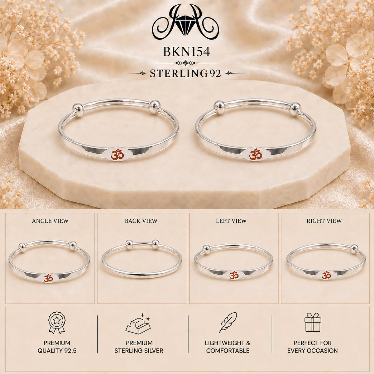 BKN154 92.5 Sterling Silver Bacha Kangan collage