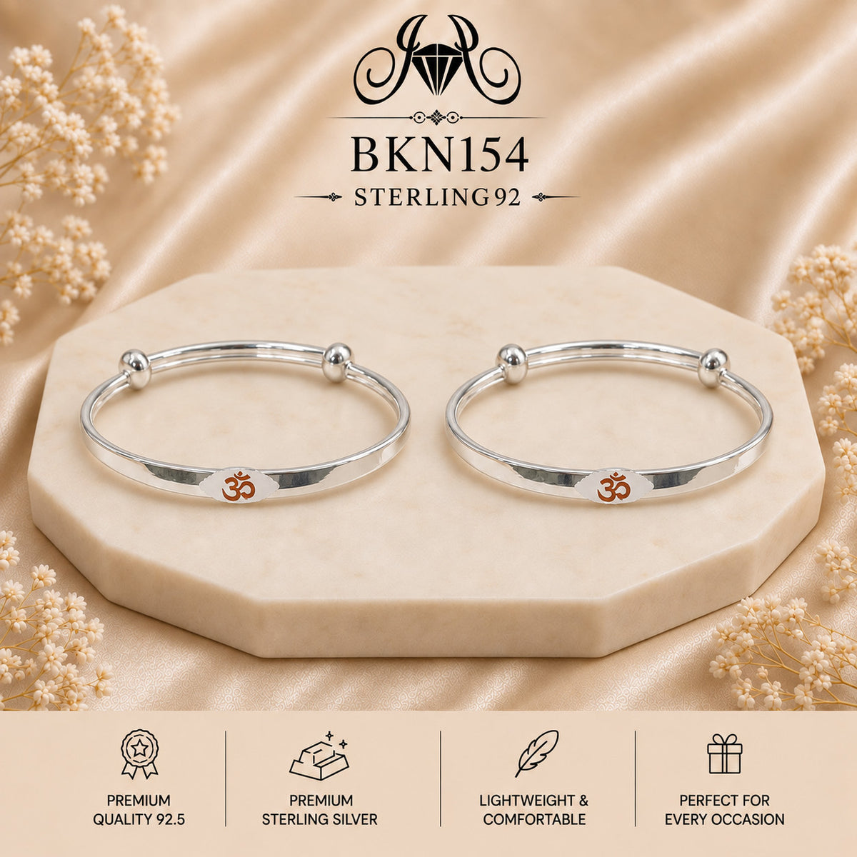 BKN154 92.5 Sterling Silver Bacha Kangan portrait