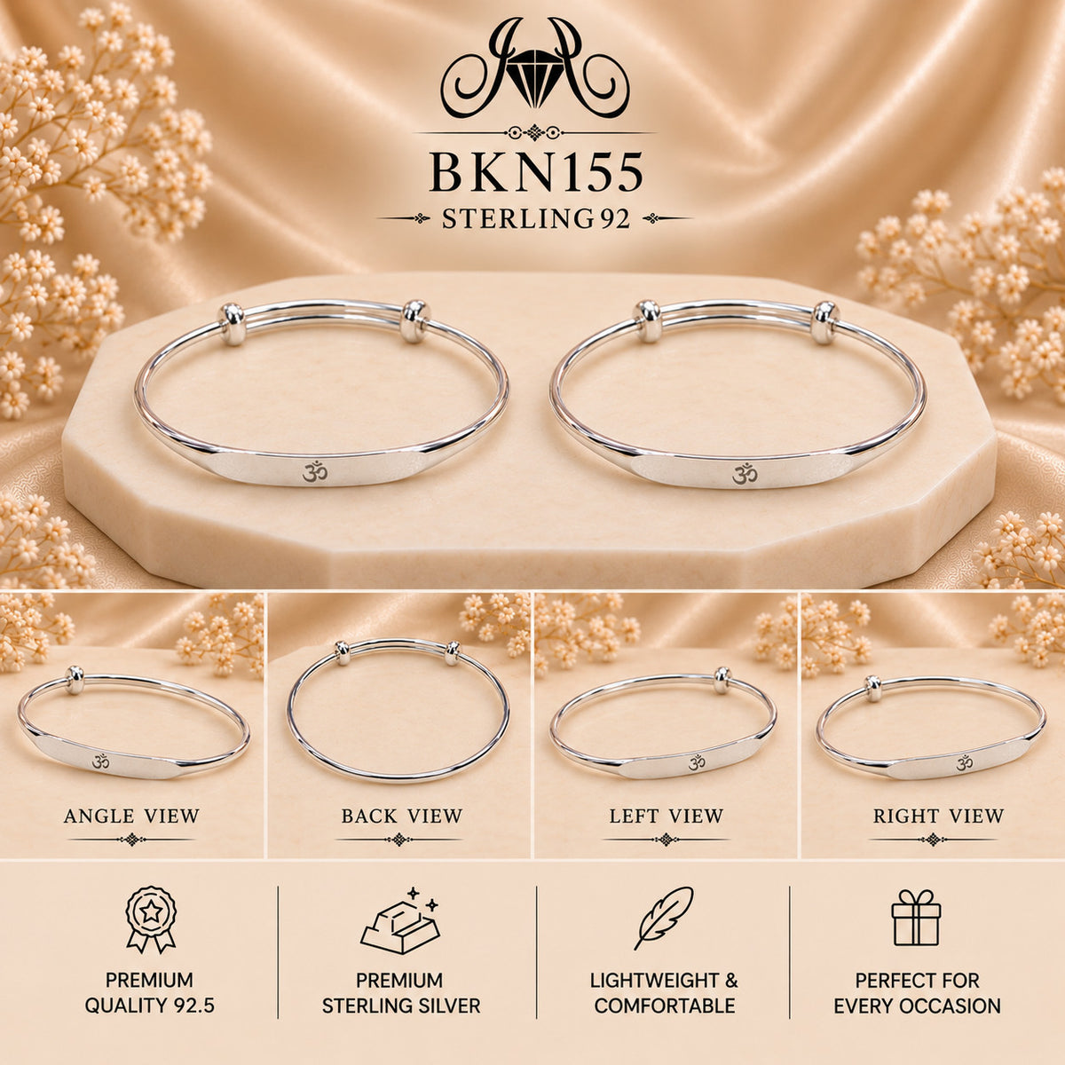 BKN155 92.5 Sterling Silver Bacha Kangan collage