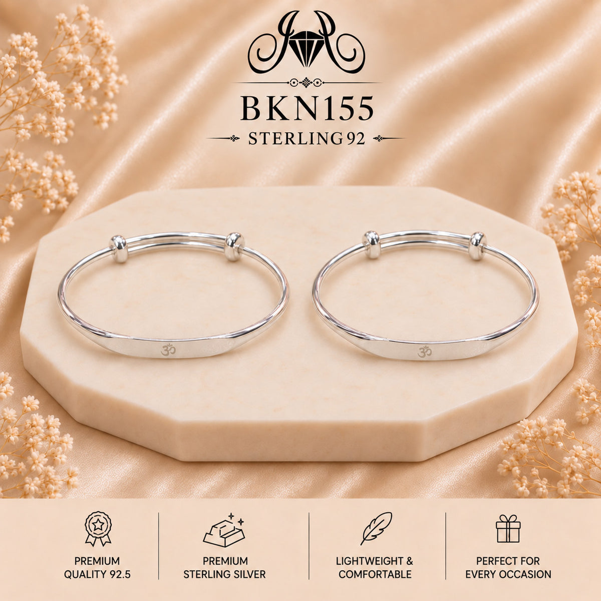 BKN155 92.5 Sterling Silver Bacha Kangan portrait