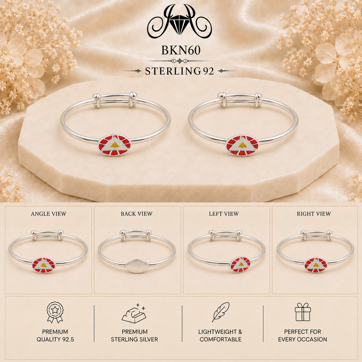 BKN60 92.5 Sterling Silver Bacha Kangan collage