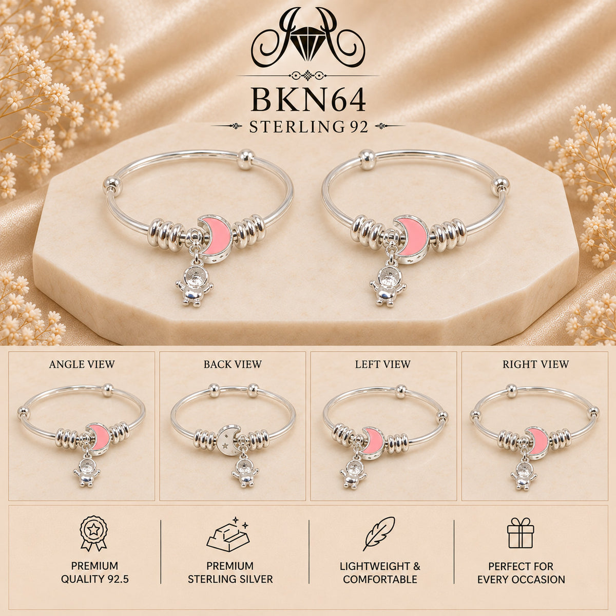 BKN64 92.5 Sterling Silver Bacha Kangan collage