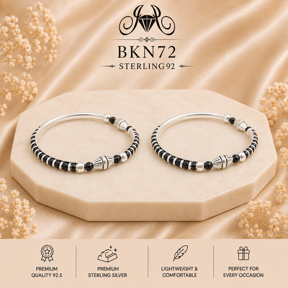 BKN72 92.5 Sterling Silver Bacha Najaria Kangan portrait