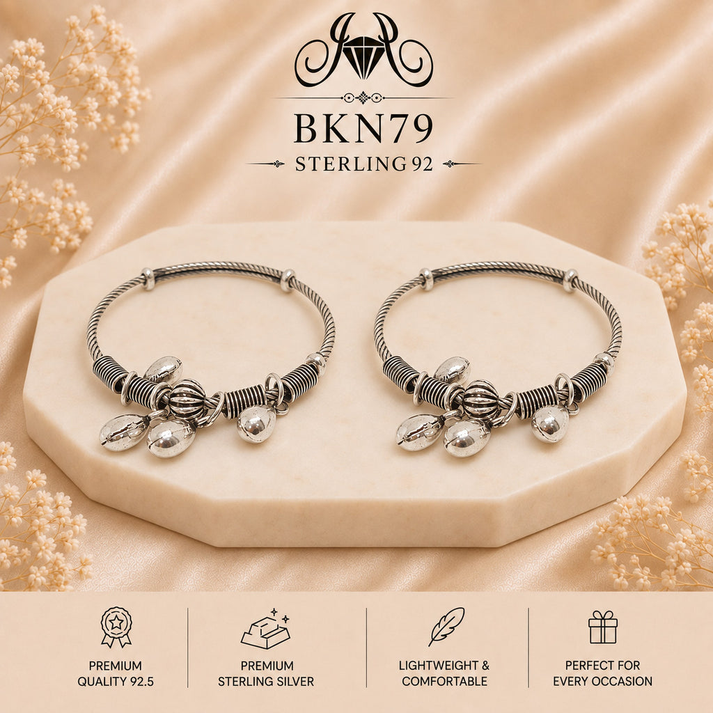 BKN79 92.5 Oxidized Sterling Silver Bacha Kangan portrait