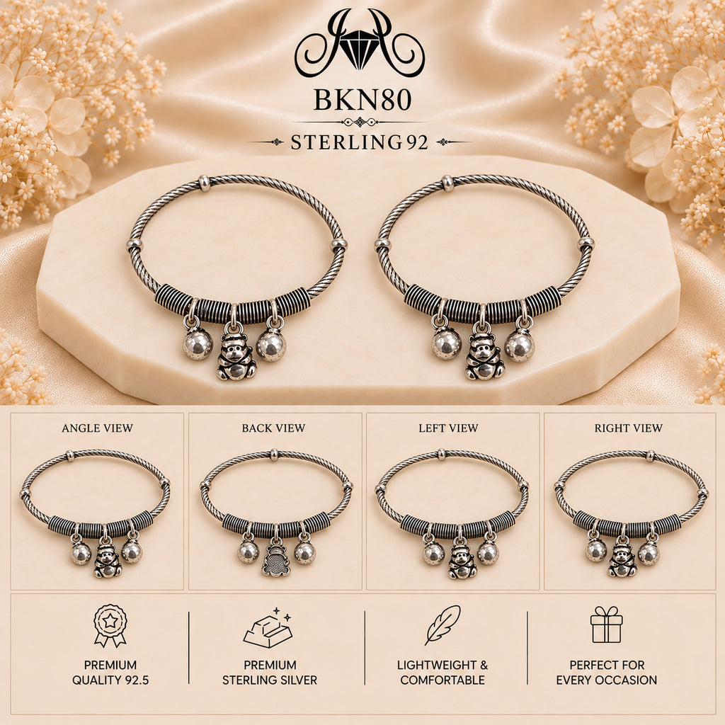 BKN80 92.5 Oxidized Sterling Silver Bacha Kangan collage