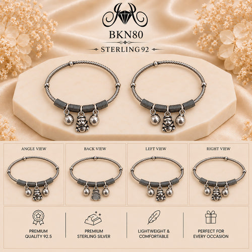 BKN80 92.5 Oxidized Sterling Silver Bacha Kangan collage