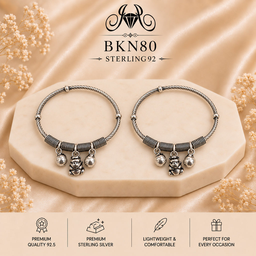 BKN80 92.5 Oxidized Sterling Silver Bacha Kangan portrait
