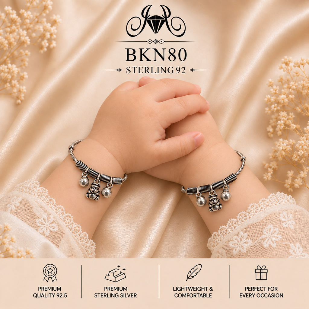 BKN80 92.5 Oxidized Sterling Silver Bacha Kangan wearing view