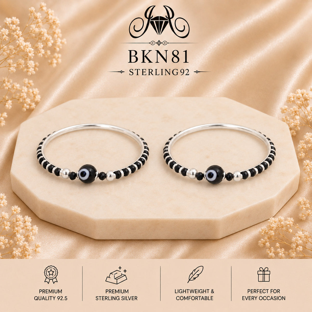 BKN81 92.5 Sterling Silver Bacha Najaria Kangan portrait