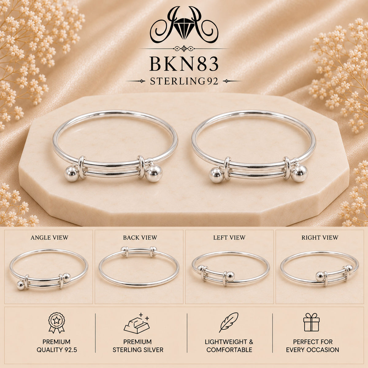BKN83 92.5 Sterling Silver Bacha Kangan collage