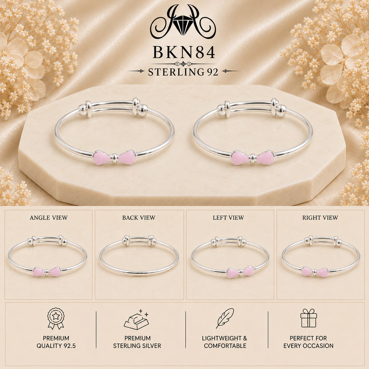 BKN84 92.5 Sterling Silver Bacha Kangan collage
