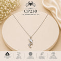 CP230 925 Sterling Silver Double Dolphin Pendant Chain portrait