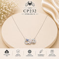 925 Sterling Silver Interlocking Crystal Rings Pendant Chain
