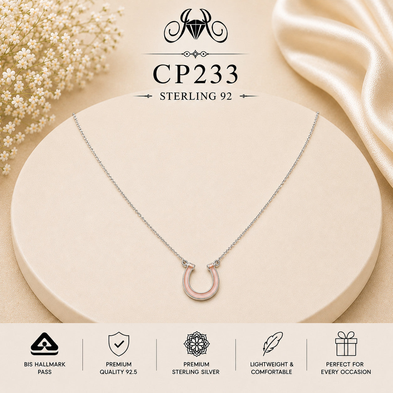 925 Sterling Silver Horseshoe Pendant Chain