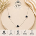925 Sterling Silver Triple Black Clover Station Chain