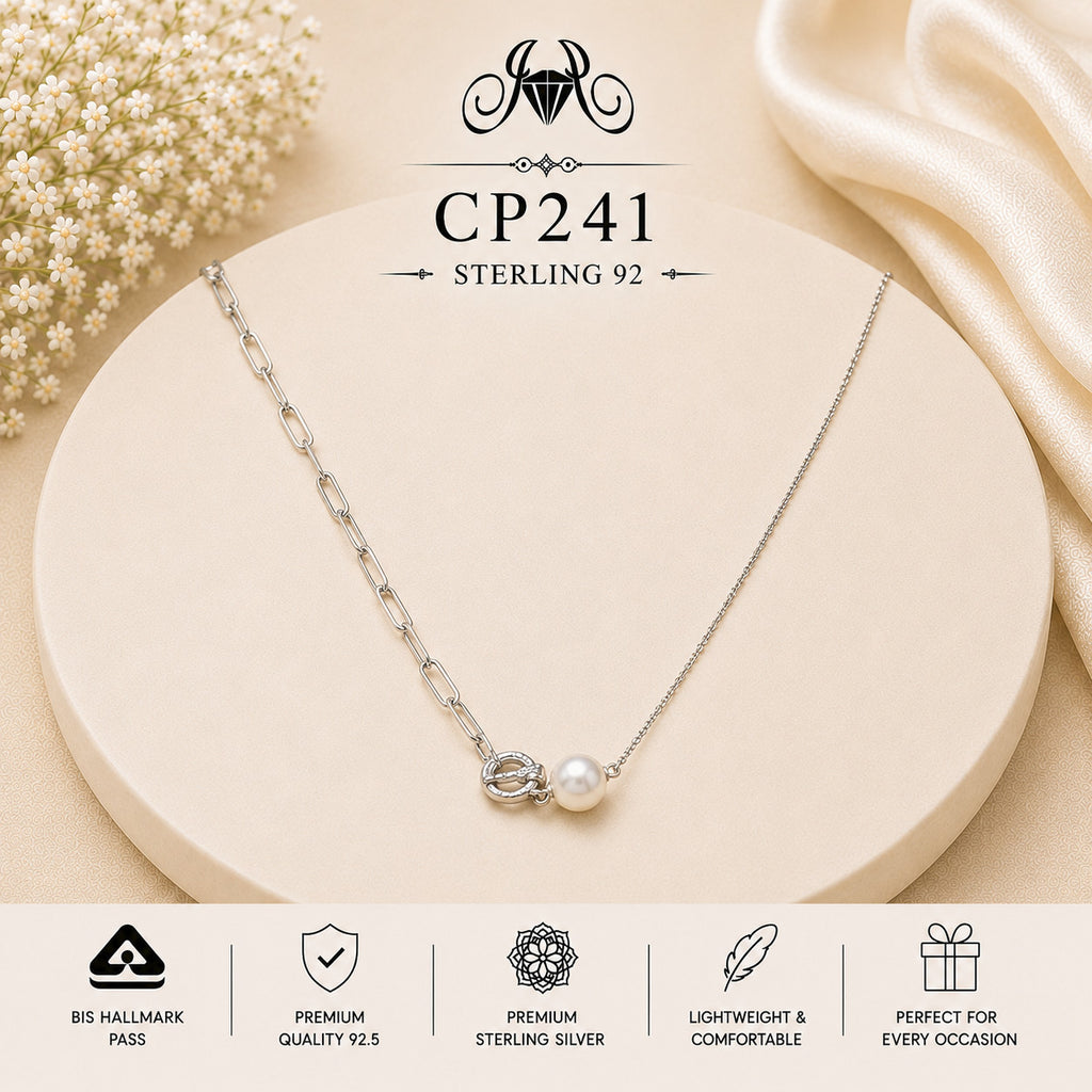 925 Sterling Silver Pearl & Knot Link Chain