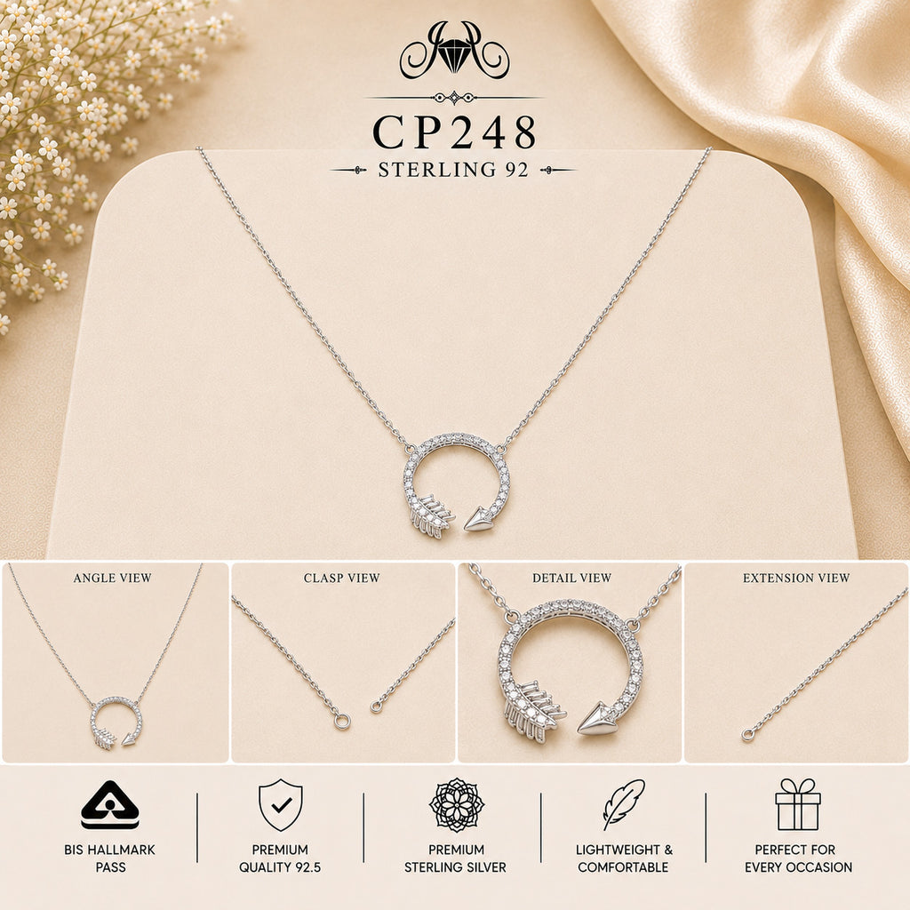 925 Sterling Silver Crystal Horseshoe Pendant Chain