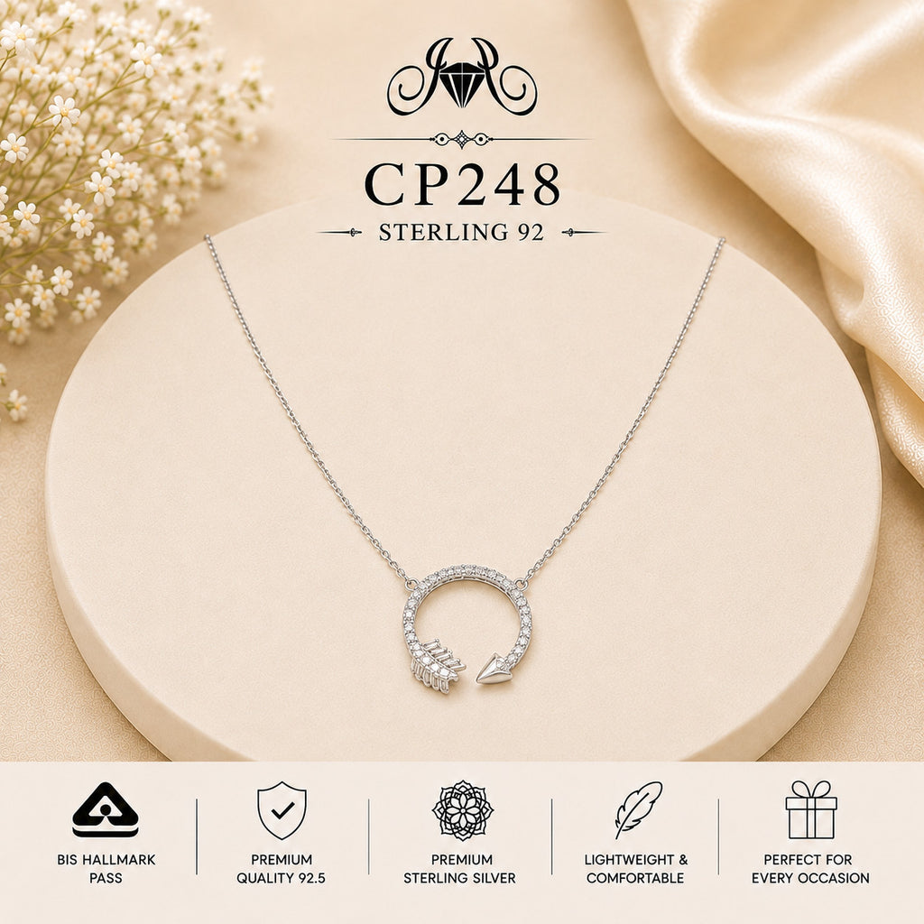 925 Sterling Silver Crystal Horseshoe Pendant Chain