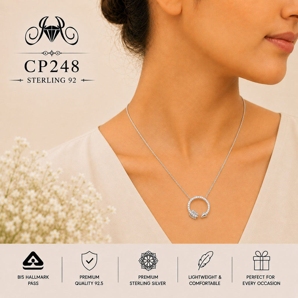 925 Sterling Silver Crystal Horseshoe Pendant Chain