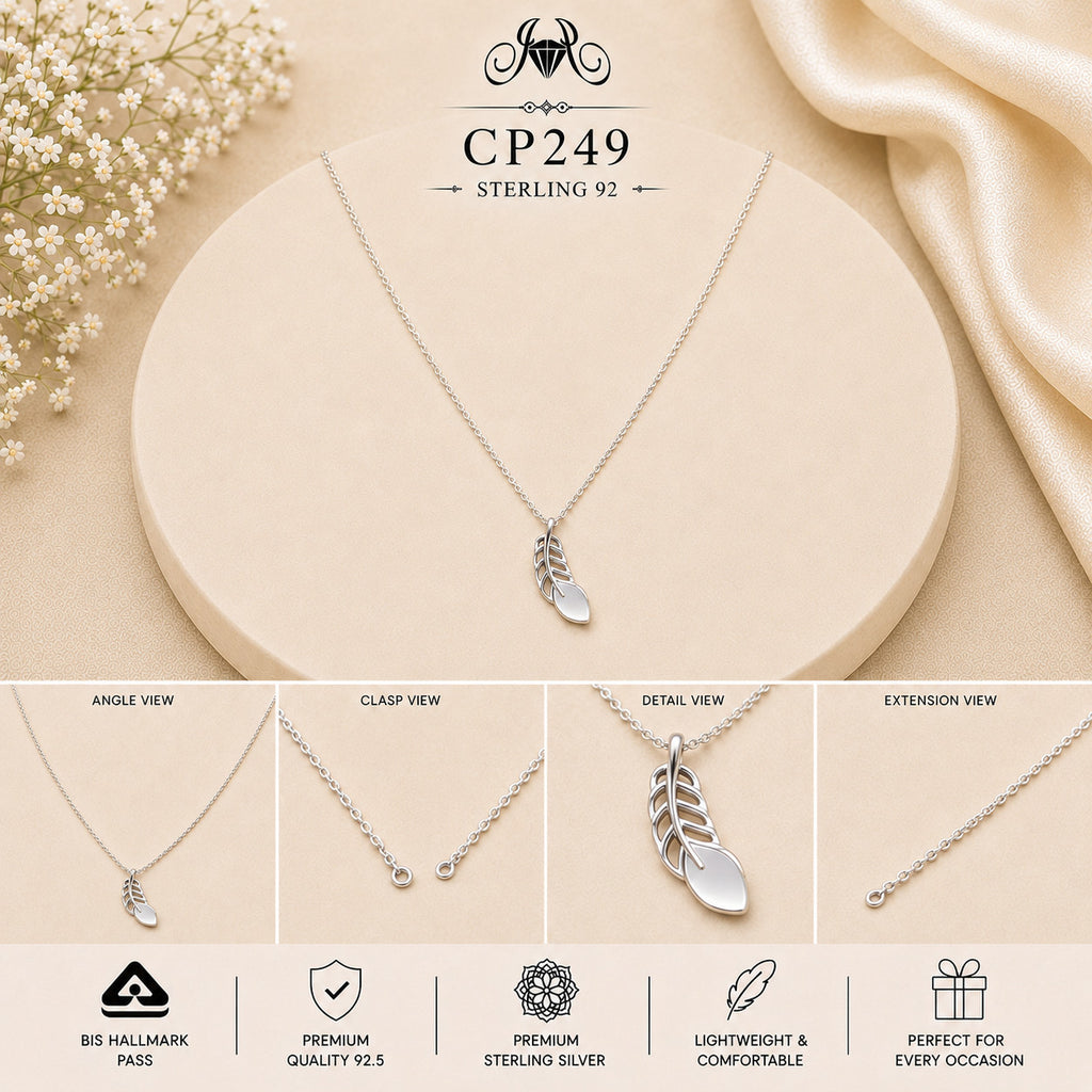 925 Sterling Silver Leaf & Teardrop Pendant Chain