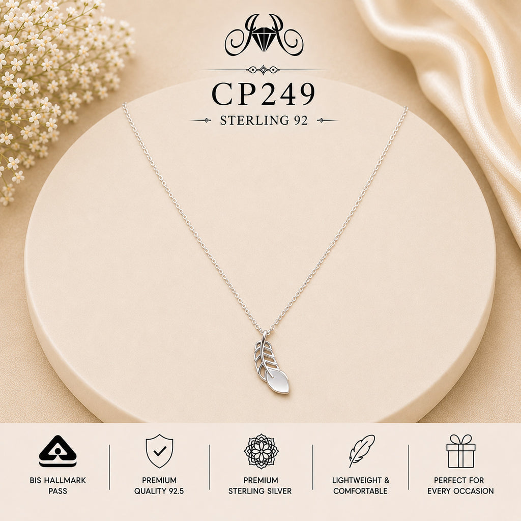 925 Sterling Silver Leaf & Teardrop Pendant Chain
