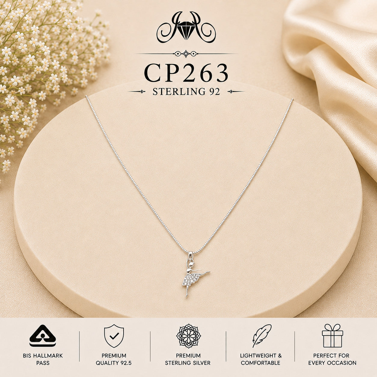 925 Sterling Silver Feather Pendant Chain