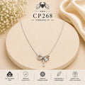 925 Sterling Silver Bow & Teardrop Pendant Chain
