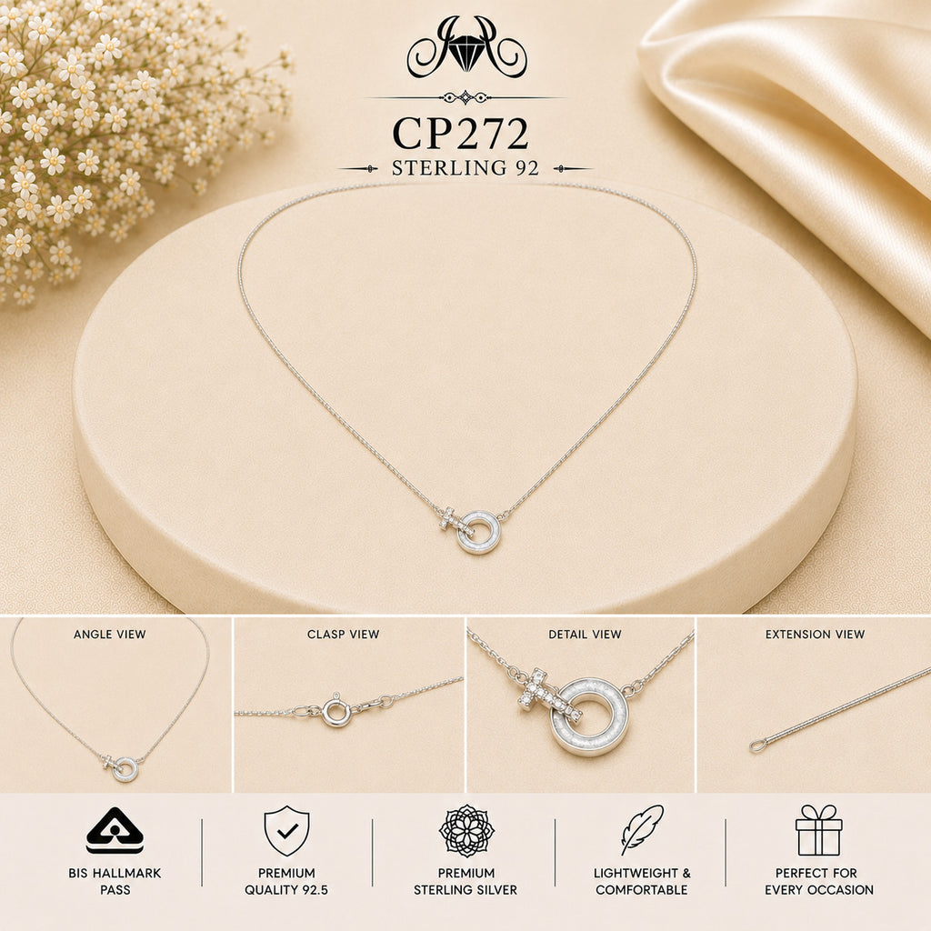 925 Sterling Silver Interlocking Rings Pendant Chain