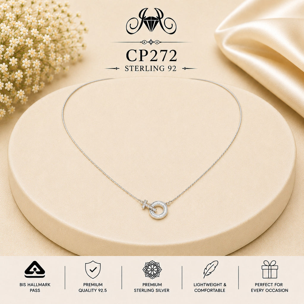 925 Sterling Silver Interlocking Rings Pendant Chain