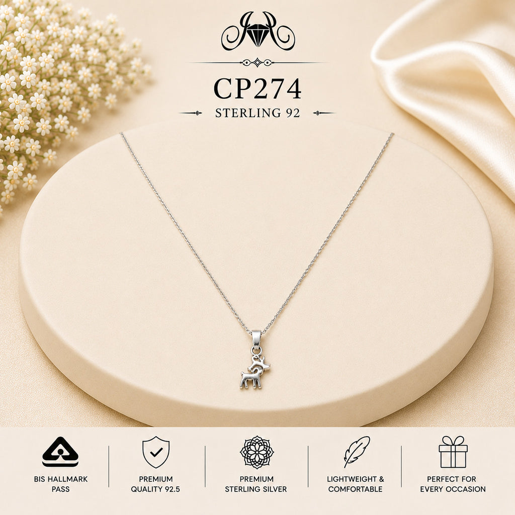 925 Sterling Silver Reindeer Pendant Chain