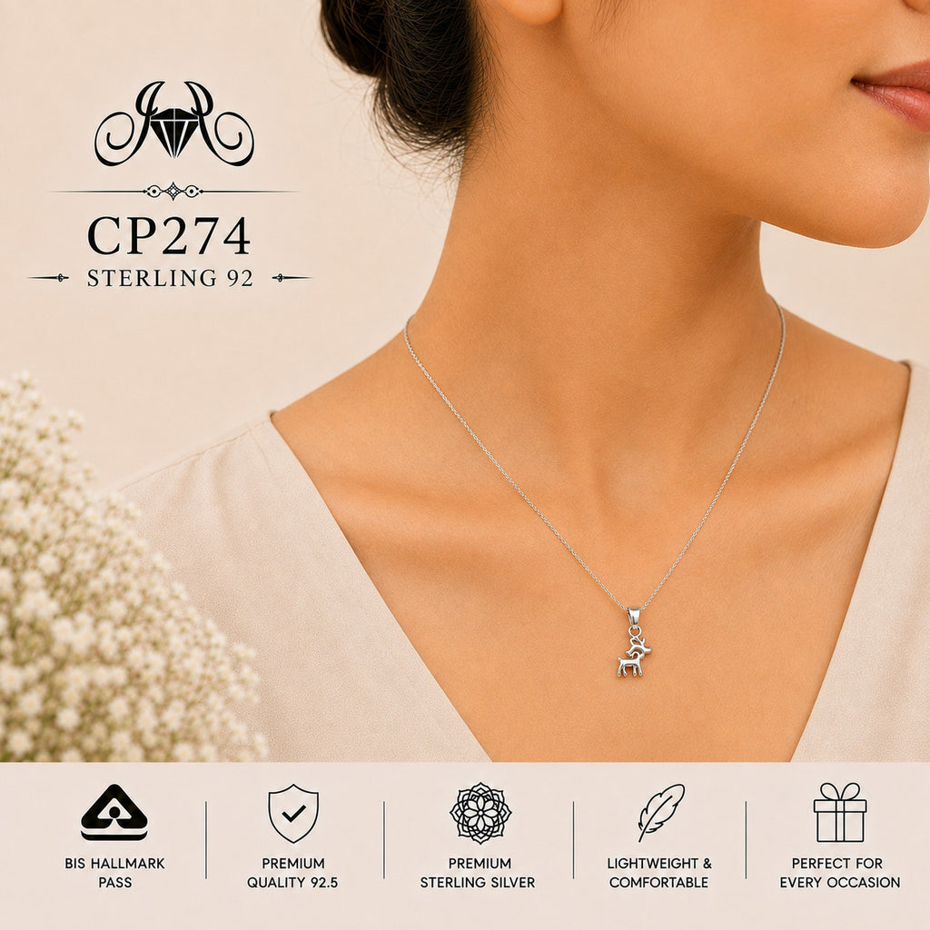 925 Sterling Silver Reindeer Pendant Chain