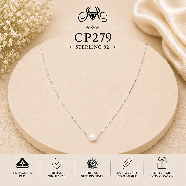 925 Sterling Silver Pearl Solitaire Chain CP279