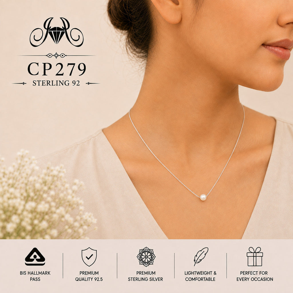 925 Sterling Silver Pearl Solitaire Chain
