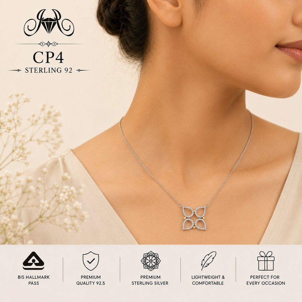 925 Sterling Silver Butterfly Pendant Chain CP4 - Wearing View