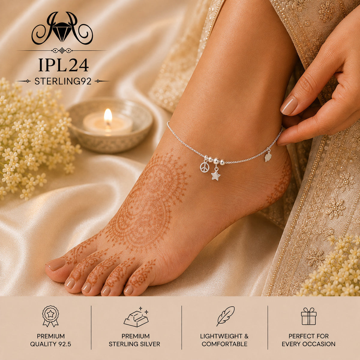 IPL24 92.5 Sterling Silver Payal Wearing