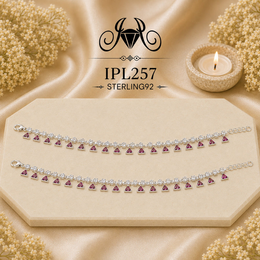 Pink Triangle Drop 92.5 Sterling Silver Payal – IPL257